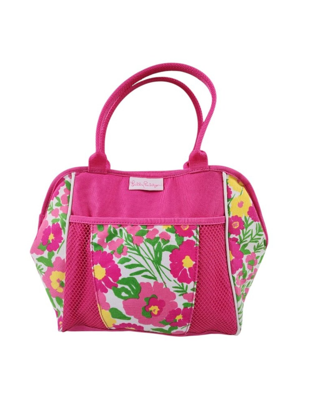 Lilly Pulitzer Pink Floral Canvas Tote Bag Beach Garden Pool - Picture 1 of 11
